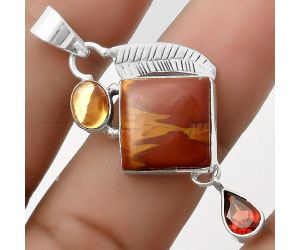 Noreena Jasper, Citrine & Garnet Pendant SDP118744 P-1414, 14x14 mm