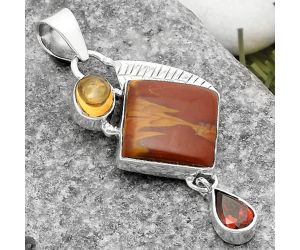 Noreena Jasper, Citrine & Garnet Pendant SDP118744 P-1414, 14x14 mm