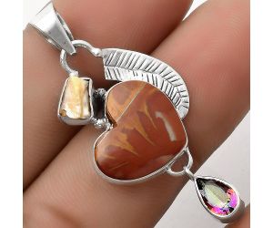 Valentine Gift Heart Noreena Jasper, Pearl & Mystic Topaz Pendant SDP118746 P-1414, 14x16 mm