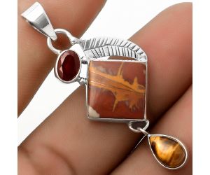 Noreena Jasper, Garnet & Tiger Eye Pendant SDP118770 P-1414, 13x13 mm