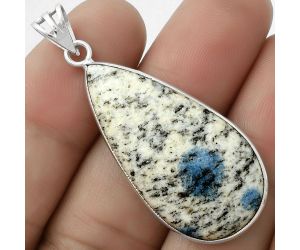 Natural K2 Blue - Azurite In Quartz Pendant SDP119123 P-1001, 18x35 mm