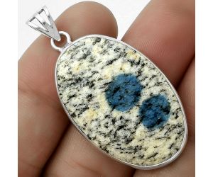 Natural K2 Blue - Azurite In Quartz Pendant SDP119130 P-1001, 21x32 mm