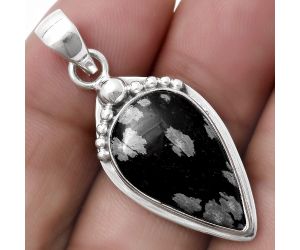 Natural Snow Flake Obsidian Pendant SDP119785 P-1350, 13x21 mm