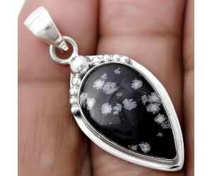 Natural Snow Flake Obsidian Pendant SDP119816 P-1350, 13x22 mm