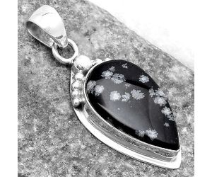 Natural Snow Flake Obsidian Pendant SDP119816 P-1350, 13x22 mm