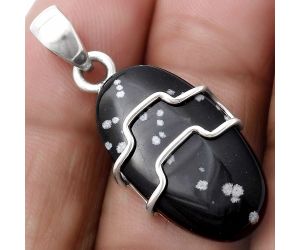 Natural Snow Flake Obsidian Pendant SDP119914 P-1638, 13x23 mm