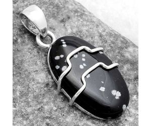 Natural Snow Flake Obsidian Pendant SDP119914 P-1638, 13x23 mm