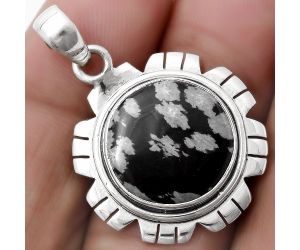 Natural Snow Flake Obsidian Pendant SDP119995 P-1179, 15x15 mm