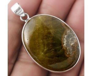 Natural Cloudy Prehnite Pendant SDP120115 P-1001, 25x33 mm