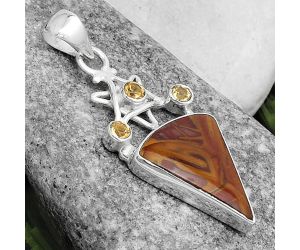 Star - Natural Noreena Jasper & Citrine Pendant SDP120402 P-1095, 14x19 mm