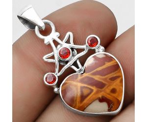 Valentine Gift Star - Heart Noreena Jasper & Garnet Pendant SDP120407 P-1095, 15x17 mm