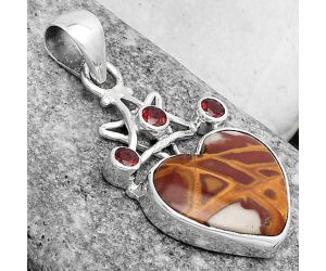 Valentine Gift Star - Heart Noreena Jasper & Garnet Pendant SDP120407 P-1095, 15x17 mm