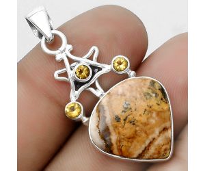 Star - Moroccan Yellow Jacket Jasper & Citrine Pendant SDP120412 P-1095, 18x18 mm