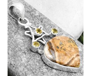 Star - Moroccan Yellow Jacket Jasper & Citrine Pendant SDP120412 P-1095, 18x18 mm