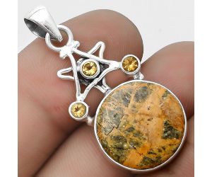 Star - Moroccan Yellow Jacket Jasper & Citrine Pendant SDP120413 P-1095, 17x17 mm