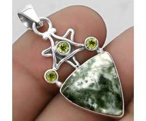 Star - Natural Dioptase & Peridot Pendant SDP120418 P-1095, 16x17 mm