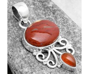 Natural Red Moss Agate & Carnelian Pendant SDP120512 P-1594, 12x16 mm