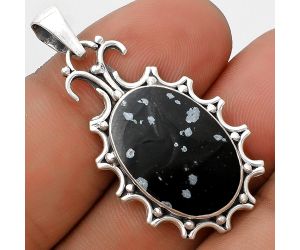 Natural Snow Flake Obsidian Pendant SDP120681 P-1249, 13x20 mm