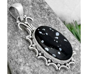 Natural Snow Flake Obsidian Pendant SDP120681 P-1249, 13x20 mm