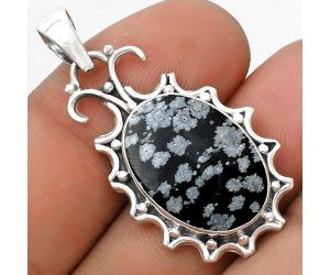 Natural Snow Flake Obsidian Pendant SDP120686 P-1249, 13x19 mm