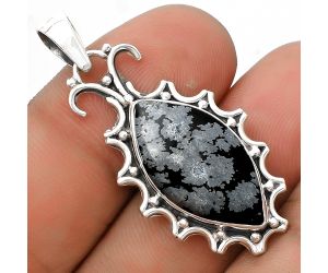 Natural Snow Flake Obsidian Pendant SDP120689 P-1249, 12x22 mm