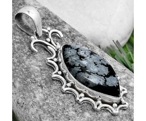 Natural Snow Flake Obsidian Pendant SDP120689 P-1249, 12x22 mm