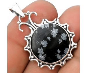 Natural Snow Flake Obsidian Pendant SDP120716 P-1249, 18x18 mm