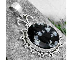 Natural Snow Flake Obsidian Pendant SDP120716 P-1249, 18x18 mm