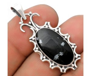 Natural Snow Flake Obsidian Pendant SDP120719 P-1249, 11x21 mm