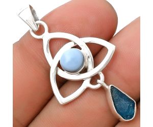 Celtic Neon Blue Apatite & Owyhee Opal Pendant SDP120731 P-1628, 5x10 mm