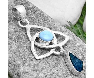 Celtic Neon Blue Apatite & Owyhee Opal Pendant SDP120731 P-1628, 5x10 mm