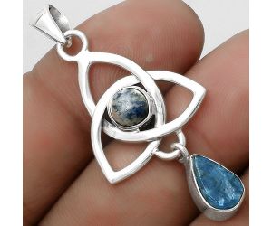 Celtic - Neon Blue Apatite & Blue Scheelite Pendant SDP120744 P-1628, 6x10 mm