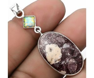 Natural Wild Horse Jasper & Fire Opal Pendant SDP120775 P-1098, 16x26 mm