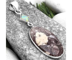 Natural Wild Horse Jasper & Fire Opal Pendant SDP120775 P-1098, 16x26 mm