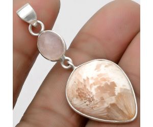 Orange Scolecite - India & Rose Quartz Pendant SDP120851 P-1098, 18x22 mm