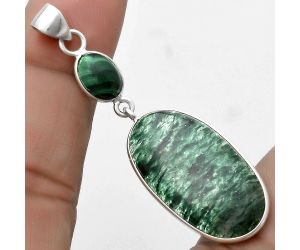 Green Aventurine & Malachite Eye Pendant SDP120893 P-1098, 15x28 mm