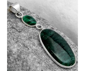 Green Aventurine & Malachite Eye Pendant SDP120893 P-1098, 15x28 mm