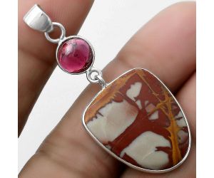 Natural Noreena Jasper & Garnet Pendant SDP120910 P-1098, 19x23 mm