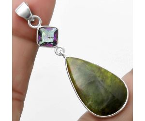 Chrome Chalcedony & Mystic Topaz Pendant SDP120928 P-1098, 15x26 mm