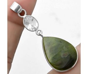 Chrome Chalcedony & White Quartz Pendant SDP120945 P-1098, 16x22 mm