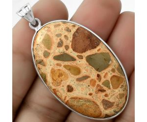 Natural Leopardite Jasper Pendant SDP120974 P-1001, 26x42 mm