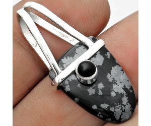 Snow Flake Obsidian & Black Onyx Pendant SDP121588 P-1563, 14x21 mm