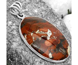 Natural Red Brecciated Jasper Pendant SDP122728 P-1001, 22x31 mm