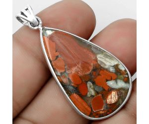 Natural Red Brecciated Jasper Pendant SDP123044 P-1001, 20x34 mm