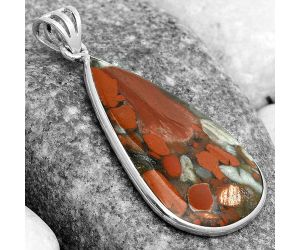 Natural Red Brecciated Jasper Pendant SDP123044 P-1001, 20x34 mm