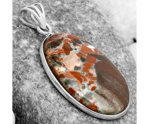 Natural Red Brecciated Jasper Pendant SDP123064 P-1001, 19x29 mm