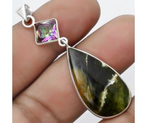 Chrome Chalcedony & Mystic Topaz Pendant SDP124205 P-1098, 16x29 mm