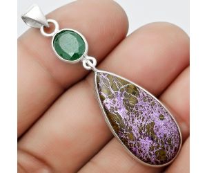 Purpurite - South Africa & Green Onyx Pendant SDP124284 P-1098, 14x27 mm