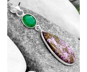 Purpurite - South Africa & Green Onyx Pendant SDP124284 P-1098, 14x27 mm