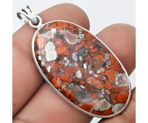 Natural Red Brecciated Jasper Pendant SDP124558 P-1001, 21x37 mm